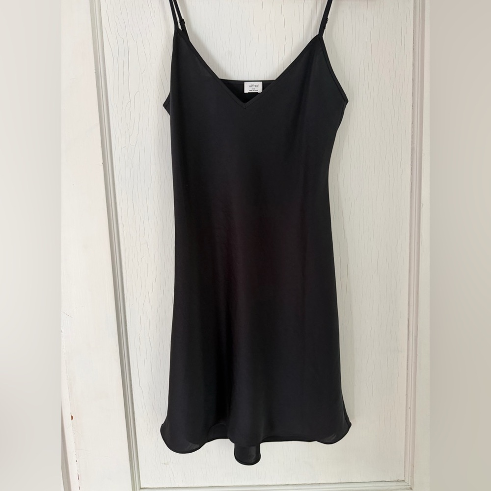 Wilfred Black V-Neck Midi Slip Dress